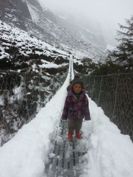 A girl we passed on the trail up to Langtang. Her and her sister were playing on the suspension bridge while their mum collected firewood.