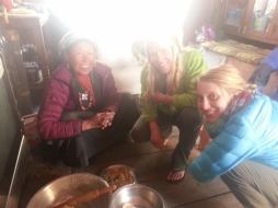 Kris and Ebeth making momos with Chorten in her kitchen